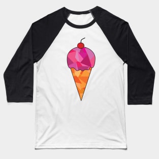 Geometric Ice Cream with Cherry on Top (black outline) Baseball T-Shirt